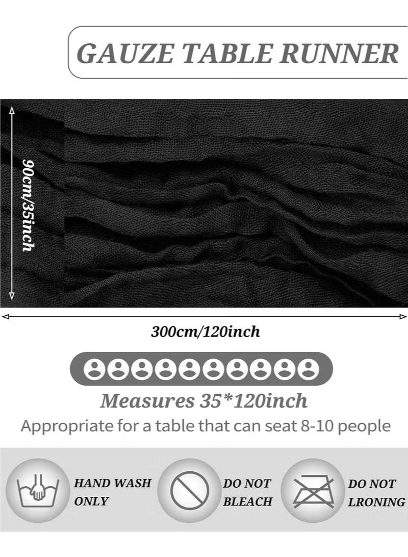 ELASAR Table Runner, 90 x 300 cm Boho Gauze Table Runner for Wedding Bridal Baby Shower Birthday Party Table Decoration - Image 3